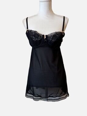 Victoria's Secret Very Sexy Babydoll Lace Mesh Lingerie Nightie Chemise Large